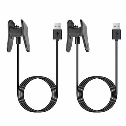 Picture of Charger for Garmin Vivosmart 4, Replacement Charging Data Cable Clip Cord for Garmin Vivosmart 4 (Black, 2Pack)