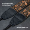 Picture of PADWA Camera Straps for Photographers - 2" Wide Vintage Jacquard Embroidery Camera Straps with Genuine Leather Head, Adjustable Neck Shoulder Strap for All Cameras(Classic Embroidered Flower)