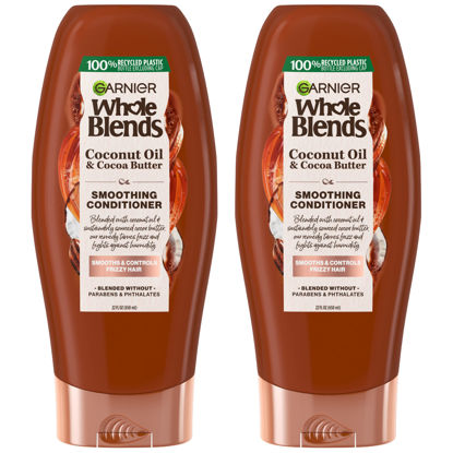 Picture of Garnier Whole Blends Coconut Oil & Cocoa Butter Smoothing Conditioner for Frizzy Hair, 22 Fl Oz, 2 Count (Packaging May Vary)