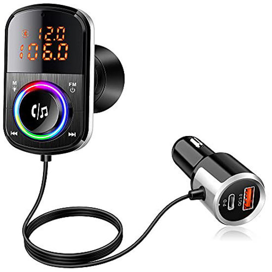 Bluetooth FM Transmitter for Car, PD 36W & QC3.0 Fast Car Charger Wireless  Bluetooth 5.0 Car Adapter Radio Receiver, Hands-Free Calling Mp3 Audio