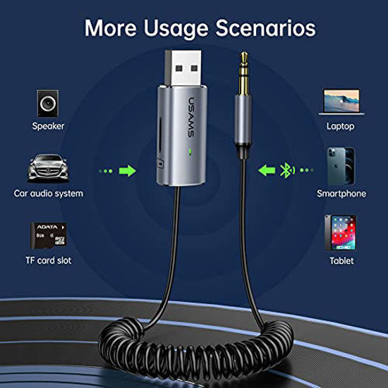 Aux Bluetooth Adapter Dongle Cable For Car 3.5mm Jack Aux Bluetooth 5.0  Receiver