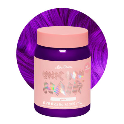 Picture of Lime Crime Unicorn Hair Dye Full Coverage, Genie (Deep Violet Purple) - Vegan and Cruelty Free Semi-Permanent Hair Color Conditions & Moisturizes - Temporary Purple Hair Dye With Sugary Citrus Vanilla Scent
