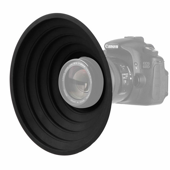 Picture of Easy Hood Lens Hood for Nikon Canon Pentax Sony 70-90mm Camera Lens, Ultimate Anti-Glass Anti-Reflective Silicone Collapsible Len Hood Take Reflection-Free Photos Video (70mm)