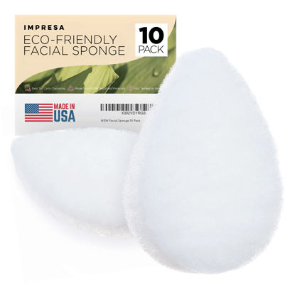 Picture of [10 Pack] Eco Friendly Buff Puff Facial Sponges for Cleansing and Exfoliating - Facial Exfoliator Made from Recycled Materials - Natural Facial Scrubber for Your Skincare Routine - Made in USA