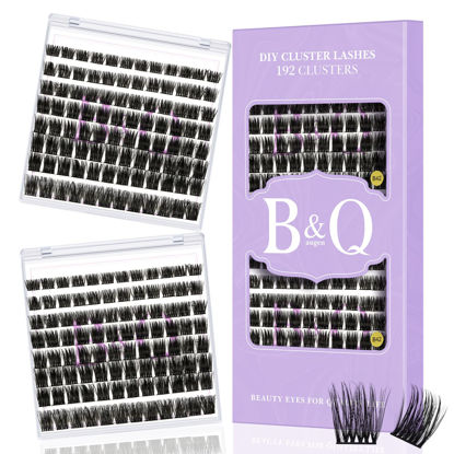 Picture of Lash Clusters 192 PCS Cluster Lashes Individual Lashes B42 Eyelash Extensions 10-18mm DIY Lash Extensions D Curl Volume Wispy Soft Comfortable Band False Lashes (D-10-18MIX,B42)