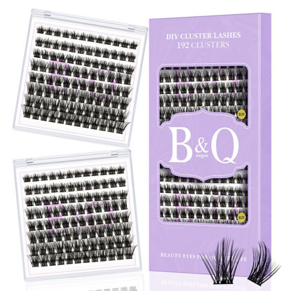 Picture of Lash Clusters 192 pcs Cluster Lashes Individual Lashes B28 Eyelash Extensions 10-18mm DIY Lash Extensions D Curl Volume Wispy Soft Comfortable Band False Lashes (D-10-18MIX,B28)