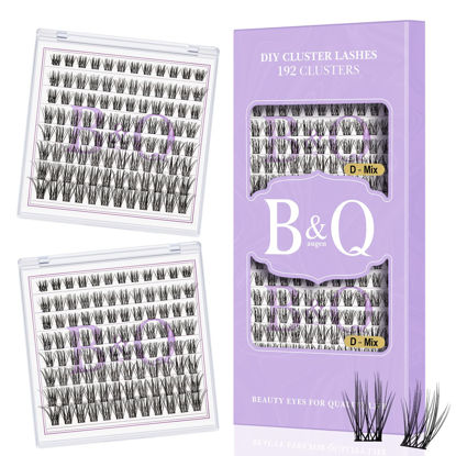 Picture of Lash Clusters 192 pcs Cluster Lashes Individual Lashes B03 Eyelash Extensions 10-18mm DIY Lash Extensions D Curl Volume Wispy Soft Comfortable Band False Lashes (D-10-18MIX,B03)