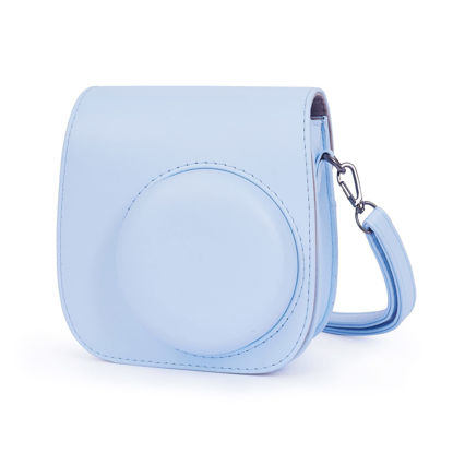 Picture of Phetium Instant mini 12 Camera Protective Case Compatible with Instax Mini 12 11,PU Leather Bag with Pocket and Adjustable Shoulder Strap (Pastel Blue)