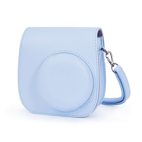 Picture of Phetium Instant mini 12 Camera Protective Case Compatible with Instax Mini 12 11,PU Leather Bag with Pocket and Adjustable Shoulder Strap (Pastel Blue)