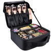 Picture of gzcz Travel Makeup Bag 10.4 Inches Makeup Train Case Portable Artist cosmetic bag with Adjustable Dividers for Cosmetics Makeup Brushes Toiletry Jewelry Digital Accessories Black