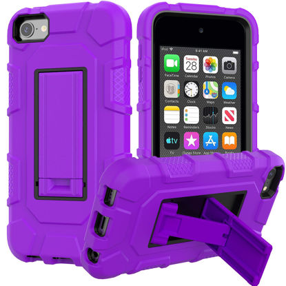 Picture of ZoneFoker for iPod Touch 7th Generation Case, iPod Touch 6th / 5th Generation Case Heavy Duty Shockproof Rugged Cover for Apple iPod Touch 7/6/5 Generation Case Purple…