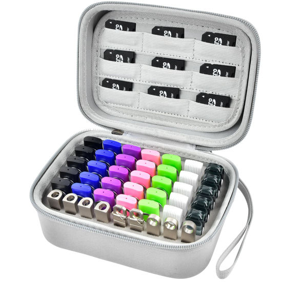 Picture of USB Flash Drive Case, Thumb Drive, Memory Card SD SDXC SDHC Card Holder Organizer, Electronic Accessories Storage Bag for SanDisk/ SamData/ Samsung/ TOPESEL/ PNY/ Memory Stick/ YubiKey - Grey