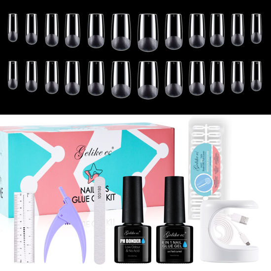 Kiss Nails Brush-On Gel Nail Glue & Nail Tips Kit (1 x 5g, 1 x 14.7ml, 1 x  7.1ml) | Nail Polish Direct