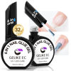 Picture of Gelike EC Milky White Gel Nail Glue 32ML - Vitamin B&E 6 in 1 Extra Strong Brush on Nail Glue for Acrylic Nails,2PCS Long Lasting Base Gel Adhesive Jelly UV Nail Glue for Press On Nail Tips,Need Cure