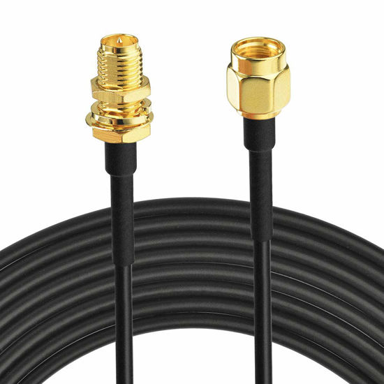 Picture of Bingfu WiFi Antenna Extension Cable 50 feet RP-SMA Male to RP-SMA Female Bulkhead Mount Double Shielded Low Loss -100 Cable for WiFi Wireless Router Hotspot Security IP Camera