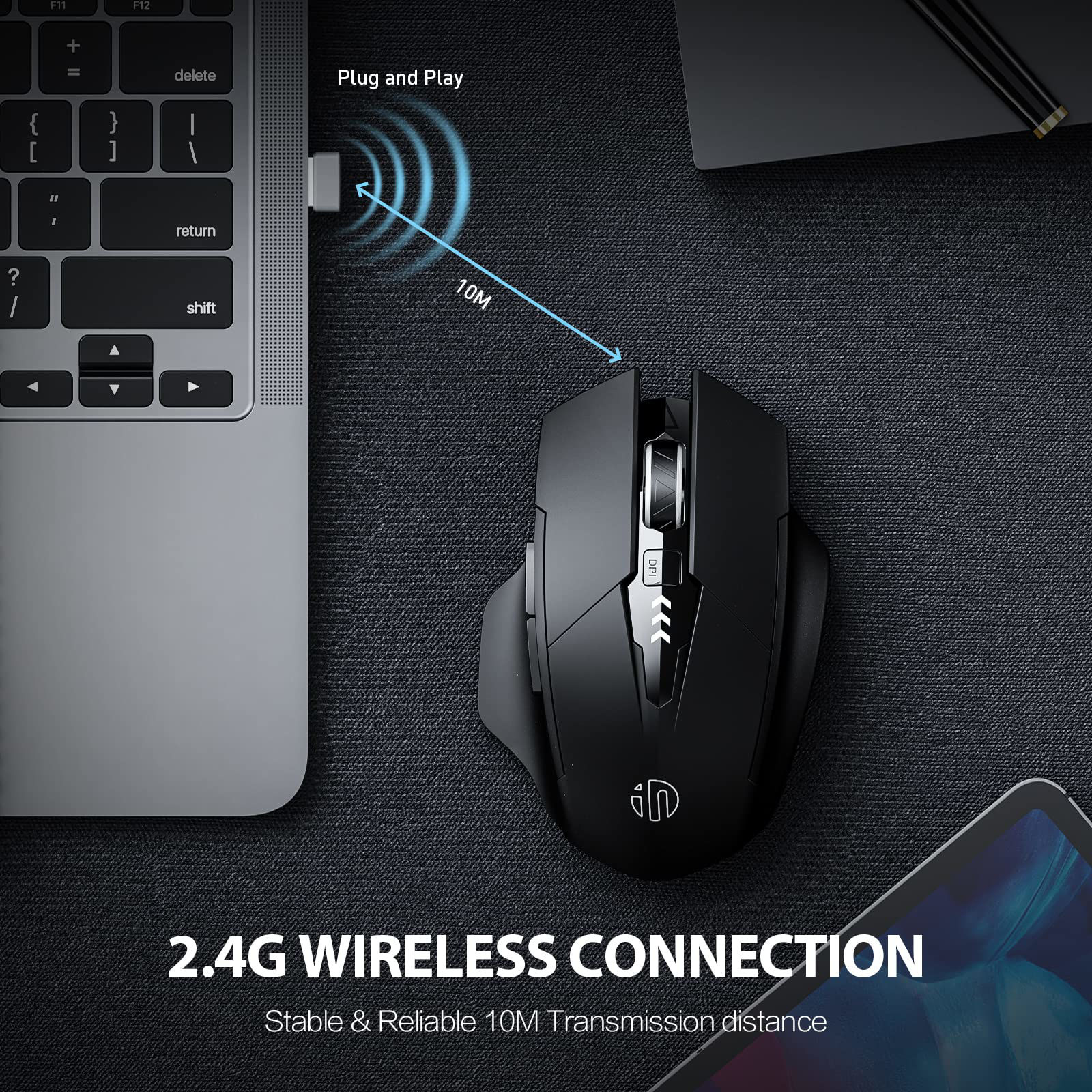 INPHIC Rechargeable 2.4G Optical Wireless Mouse Cordless Mice USB Nano Receiver