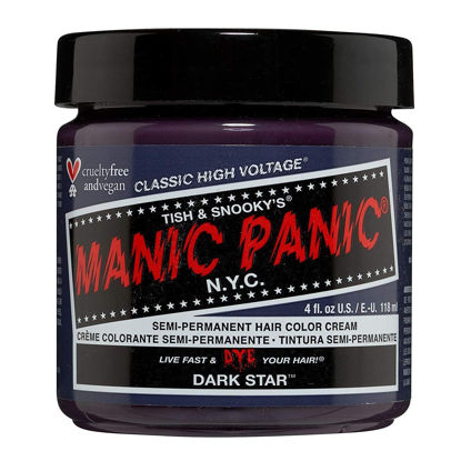 Picture of MANIC PANIIC Dark Star Grey Hair Dye - Classic High Voltage - Semi Permanent Hair Color - Very Deep Grey with Slight Purple Undertones - Vegan, PPD & Ammonia-Free - For Coloring Hair on Women & Men