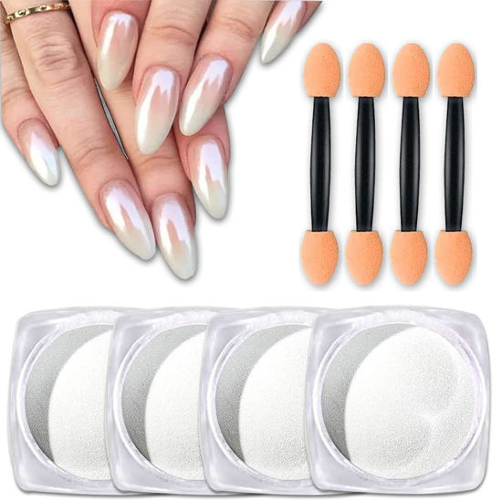 beetles Gel Polish White Chrome Nail Powder for Gel Nails, Pearl Nail  Powder Mirror Effect Nail Glitter Manicure Holographic Pigment for Nail Art  Design,1g Gift for Girls 2023 Nail Trend DIY Salon -
