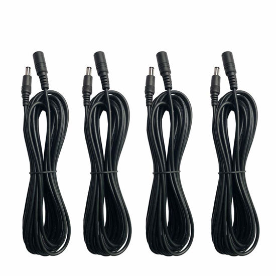 Picture of Power Extension Cord, 4Pack 10ft DC 12V Power Supply Adapter Extension Cable 2.1mm × 5.5mm Plug for Wireless IP Security Cameras, LED Lights Strip, Baby Monitor, DVR, NVR, Router