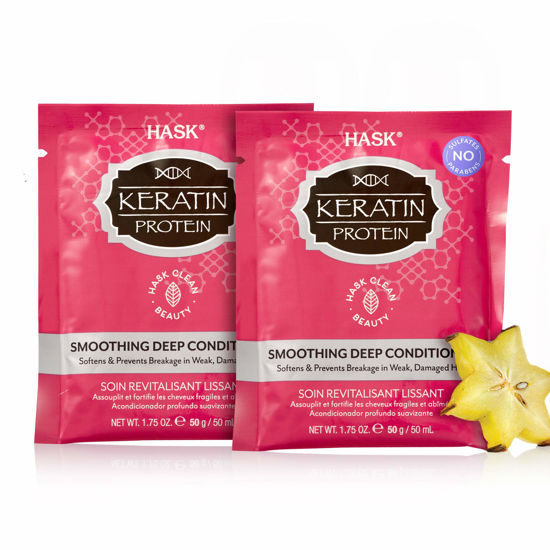 GetUSCart HASK KERATIN PROTEIN Smoothing Deep Conditioner Treatments for all hair types color safe gluten free sulfate free paraben free Pack of 2