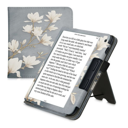  kwmobile Cover Compatible with Kobo Aura H2O Edition 1 Case -  Stand + Strap - Cosmic Nature Blue/Grey/Black : Electronics