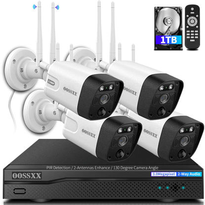 Picture of (PIR Detection & 2-Way Audio) 2-Antennas Outdoor Security Camera System Wireless WiFi Home Security System 3.0MP Video Surveillance with 1TB