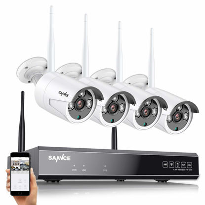 Picture of SANNCE 8 Channel 5MP Super HD Wireless NVR Security Camera System with 4Pcs 3MP Outdoor Indoor WiFi Cameras 100ft Night Vision H.264+ Smart Motion Alert AI Human Detection Waterproof Work with Alexa
