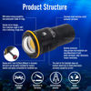 Picture of NSV60 Diving Flashlight 6000 Lumen High CRI=90 Scuba Dive Light with Fasting Charging 100m Waterproof Video Torch for Under Water Professional Photography Sports