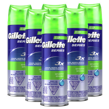 Picture of Gillette Series 3X Sensitive Shave Gel, Hydrates, Protects and Soothes Sensitive Skin, 7 Ounce (Pack of 6)