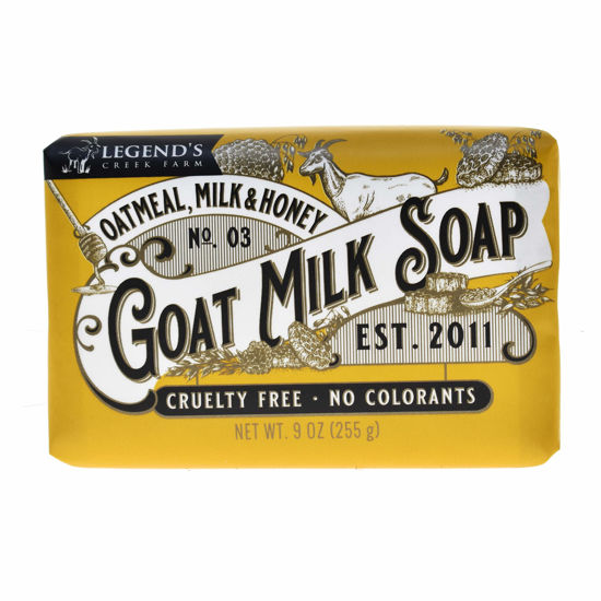 Picture of Legend’s Creek Farm, Triple Milled Goat Milk Soap, Moisturizing Cleansing Bar, Hands & Body, Creamy Lather & Nourishing, Gentle For Sensitive Skin, Handmade in USA, 9 Oz (Oatmeal, Milk & Honey T.M.S.)