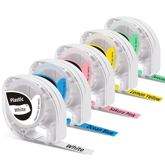 Picture of P12 Label Tape Compatible with Dymo LetraTag 200B Refills LT-100H, Color Label Replacement for Phomemo P12 Phomemo P12-PRO Label Maker, Compatible Letratag Tapes 12mm x 4m 1/2 x 13, Black on Color