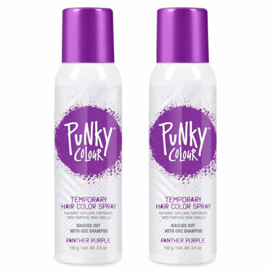 Picture of Punky Temporary Hair Color Spray, Panther Purple, Non-Sticky, Non-Damaging Hair Dye Instant Vivid Hair Color, 3.5 oz, 2-Pack