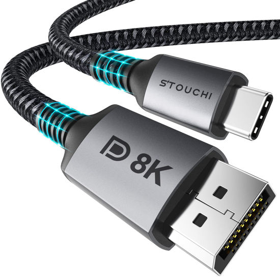 GetUSCart- Stouchi USB C to DisplayPort 1.4 8K Cable 1.8M/6Ft Thunderbolt 3  to DisplayPort 4K@144Hz/120Hz 5K@60Hz 2K@240Hz HBR3 DP1.4 Adapter for 2021  MacBook Pro, M1 Mac Mini, Dell XPS