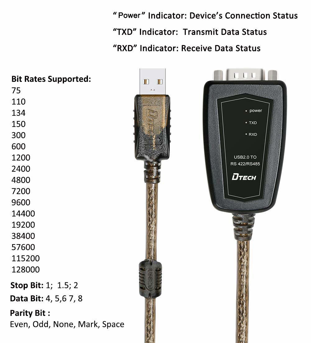 GetUSCart- DTech USB to RS485 Adapter RS422 Serial Port Cable with ...