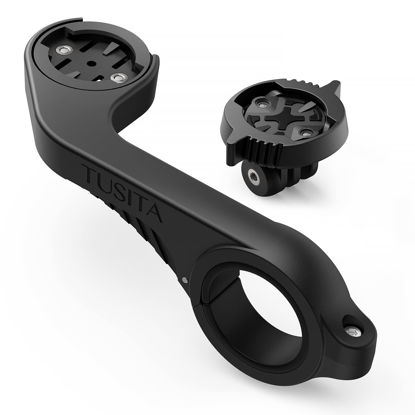 Picture of TUSITA Flush Out Front Mount Compatible with Garmin Edge GPS Bike Computer, XOSS G/G+, Quarter-Turn to Friction Flange Mount Adapter Included