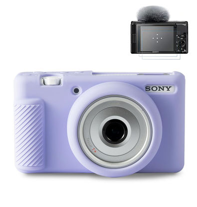 Picture of Pocoukate Case for Sony ZV-1F, ZV-1 II/ZV-1M2 Vlog Camera, ZV1F Camera Silicone Cover, Anti-Scratch Slim Fit Soft with ZV1 F Screen Protector- Lilac Colour Skin