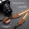 Picture of Stripes Camera Strap - 1.5" Cowhide Head Shoulder Neck Strap ,Vintage Woven Multi-color Camera Straps for Cameras and Binoculars,Cute Adjustable Thin Strap for Adults & Kids(Green Yellow White）