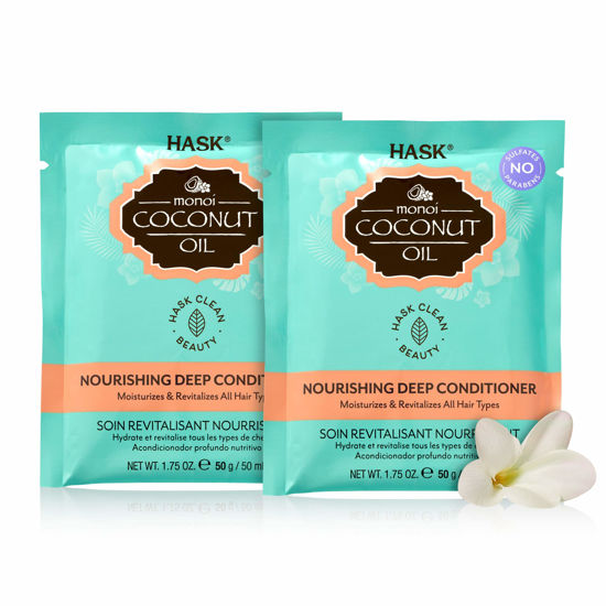 Picture of HASK MONOI COCONUT OIL Nourishing Deep Conditioner Treatments for all hair types, color safe, gluten free, sulfate free, paraben free - Pack of 2
