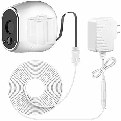 Picture of Sumind Adapter and 20 ft/ 6 m Outdoor Weatherproof Power Cable Compatible with Arlo, Replace The Batteries (CR123A) to Continuously Operate, Not Compatible with Arlo Pro and Arlo 2 (White)