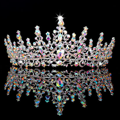 Picture of TOBATOBA AB Silver Wedding Tiara for Women Crystal Tiaras and Crowns for Women Wedding Tiaras for Bride Royal Queen Crown Headband Princess Quinceanera Headpieces for Birthday Prom Pageant Party