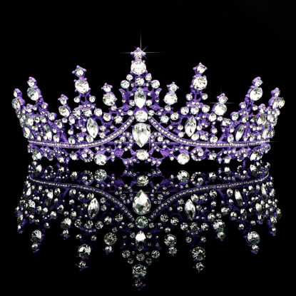 Picture of TOBATOBA Tiaras for Women, Dark Purple Tiara Crowns for Women, Wedding Tiara for Bride Queen Crown, Royal Princess Quinceanera Headpieces for Birthday Prom Pageant Halloween Cosplay Accessories