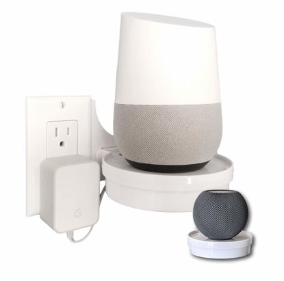 Picture of The Easy Outlet Shelf by Mount Genie - Works With All Outlets - 60 Second Install - Hidden Cord Cable Storage - Perfect Google Home Mount, Nest Wifi Mount, for Cameras, Voice Assistants, and More