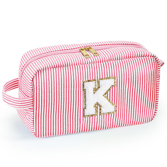 Picture of YOOLIFE Birthday Gifts for Women Friends - Large Cute Pink Makeup Bag Make Up Cosmetic Travel Bag Toiletry Pouch Personalized Gifts Women Her Birthday Best Friends Female Friendship Boss Coworker K