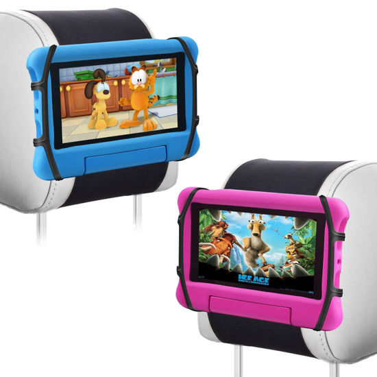 Picture of afontoto Car Headrest Mount Silicon Holder - 2 Pack Universal Tablet Holder for Car Kids Tablets Car Mount Angle-Adjustable Car Headrest Holder Fits All 7-11 inch Tablets and Switch Game Machine