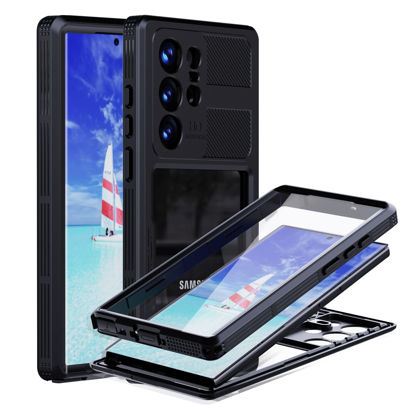 Picture of MRUOZRUI Samsung Galaxy S23 Ultra Case, IP68 Waterproof, Shockproof, Dustproof, Snowproof, Full Body Protective Rugged Case with Built-in Screen Protector for Galaxy S23 Ultra 5G 6.8 inch 2023 Black