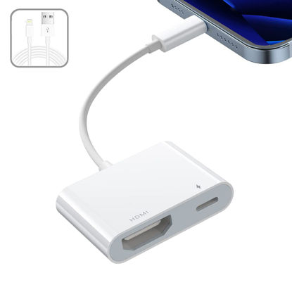 Picture of [Apple MFi Certified] Lightning to HDMI Adapter Digital AV, for iPad iPhone to HDMI Adapter 1080P with Lightning Charging Port Compatible for iPhone, iPad and iPod Models and TV Monitors Projectors