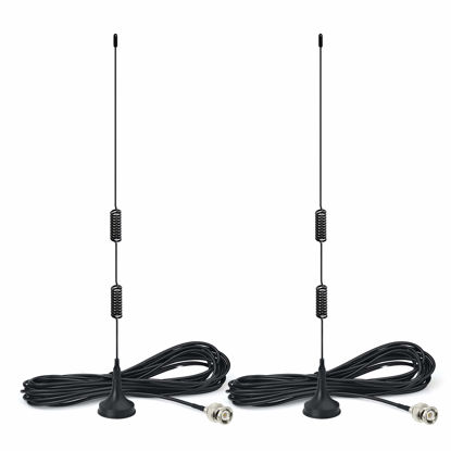 Picture of Bingfu 20-1300MHz Police Scanner Antenna Radio Scanner Magnetic Base Antenna HF VHF UHF Ham Radio BNC Male Antenna (2-Pack) Compatible with Uniden Bearcat Whistler Radio Shack Police Radio Scanner
