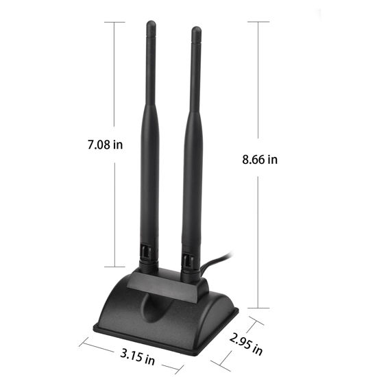 Antenna WiFi 6E Tri-Band Eightwood - 2.4/5.8/6 GHz Con Base Magnetica E Cavo 2M