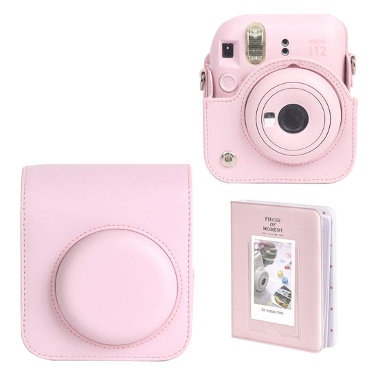 Picture of WOGOZAN Protective Case for Fujifilm Instax Mini 12 Instant Camera - Premium Leather Bag Cover with Mini Photo Album and Removable & Adjustable Strap (Blossom Pink)