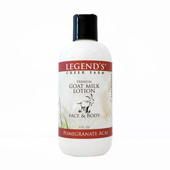 Picture of Legend's Creek Farm Lotion, Premium Goat Milk Lotion, Body, Hand & Face, Deeply Moisturizing, Shea Butter, Sunflower Oil & Aloe, No Harsh Chemicals, Handmade in USA, 9 Oz (Pomegranate Acai L.)